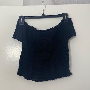 Black off the shoulder ribbed crop top